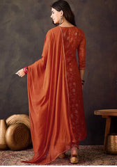 ORANGE COLOURED WOMEN'S GEORGETTE KURTA WITH DUPATTA SET