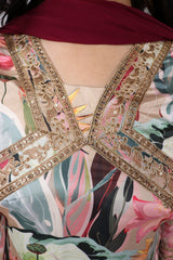 Digital Printed Embroidered Organza Kurta with Trouser & Dupatta | Women’s Stitched 3-Piece Ethnic Set Malaysia | Festive & Party Wear