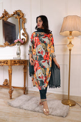 ✨ Premium Muslin Printed Embroidered Kurta Set with Trouser & Nazbin Crape Dupatta ✨