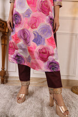 ✨ Premium Muslin Chanderi Kurta Set with Printed & Embroidered Design | Party Wear Kurti with Trouser & Dupatta | Festive & Wedding Collection Malaysia ✨