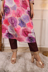 ✨ Premium Muslin Chanderi Kurta Set with Printed & Embroidered Design | Party Wear Kurti with Trouser & Dupatta | Festive & Wedding Collection Malaysia ✨