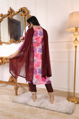 ✨ Premium Muslin Chanderi Kurta Set with Printed & Embroidered Design | Party Wear Kurti with Trouser & Dupatta | Festive & Wedding Collection Malaysia ✨