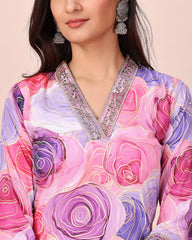 Multicolour printed kurta with pant and dupataa