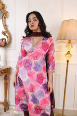 ✨ Premium Muslin Chanderi Kurta Set with Printed & Embroidered Design | Party Wear Kurti with Trouser & Dupatta | Festive & Wedding Collection Malaysia ✨