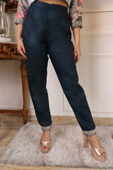 Designer Muslin Printed Embroidered Kurta Set with Chanderi Trouser & Nazbin Dupatta | Premium Party & Festive Wear Suit Malaysia