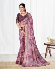 Ombre design Jacquard border Soft Cotton Spray Test) saree with blouse for women