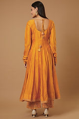 weetheart Neck Chanderi Cotton Anarkali Kurta with Printed Palazzos & Dupatta | Womenβs Ethnic Set Malaysia | Festive & Party Wear