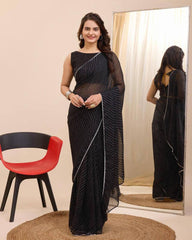 Black Georgette one minute ready to wear saree