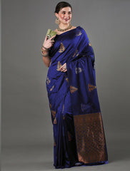 THE BANARASI SAREEIS MADE UP OF SILK THREADS WOVEN USING