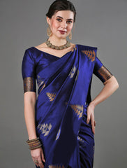 THE BANARASI SAREEIS MADE UP OF SILK THREADS WOVEN USING