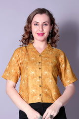 Classic Sensational Women’s Tops & Tunics – Printed Cotton Blend Short Sleeve Top | Stylish Casual Wear Malaysia 2025