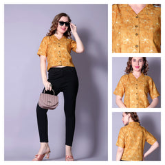 Classic Sensational Women’s Tops & Tunics – Printed Cotton Blend Short Sleeve Top | Stylish Casual Wear Malaysia 2025