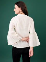 C01 Fancy Glamorous Women’s Tops & Tunics – Cotton Blend Solid Design | Stylish 3/4 Sleeve Casual & Office Wear Malaysia 2025