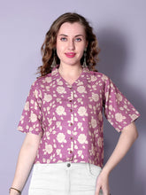 Pink Floral Printed Short-Sleeve Tunic for Women – Cotton Blend Casual Top | Stylish Daily & Office Wear Malaysia 2025