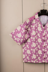 Pink Floral Printed Short-Sleeve Tunic for Women – Cotton Blend Casual Top | Stylish Daily & Office Wear Malaysia 2025