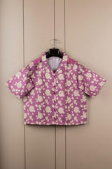 Pink Floral Printed Short-Sleeve Tunic for Women – Cotton Blend Casual Top | Stylish Daily & Office Wear Malaysia 2025