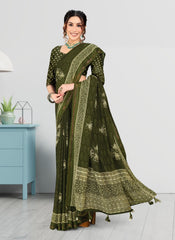 Jacquard Butta Satin border Georgette saree with blouse for women