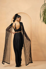 Black Modal Satin Dhoti Skirt Set