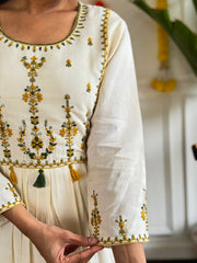 WHITE COLOURED WOMEN EMBROIDERY WORK KURTA SET