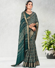Best selling Zari Weaving Jacquard border Soft Cotton saree with blouse for women