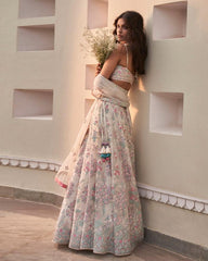 Cream color georgette embroidery lehenga choli