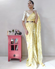 Golden leaf Georgette 1 Minute Ready to wear sarees