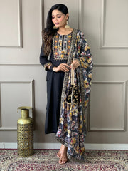 HAZEL BLACK COLOURED VISCOSE RAYON KURTA SET
