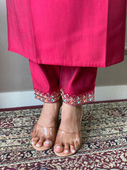 HAZEL MAROON COLOURED VISCOSE CHANDERI RAYON KURTA SET