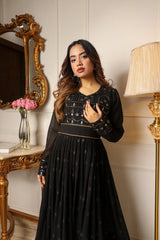 Black Sequins Embroidered Georgette Gown