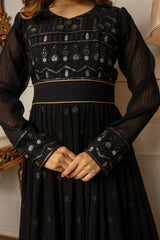Black Sequins Embroidered Georgette Gown