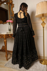 Black Sequins Embroidered Georgette Gown