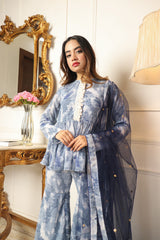 Floral Printed Empire Kurti With Sharara & Dupatta