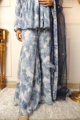 Floral Printed Empire Kurti With Sharara & Dupatta