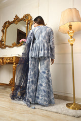 Floral Printed Empire Kurti With Sharara & Dupatta