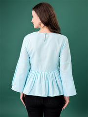 C05 Classy Graceful Women’s Tops & Tunics – Solid Cotton Blend | Elegant 3/4 Sleeve Casual & Office Wear Malaysia 2025