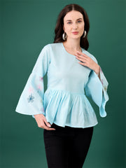 C05 Classy Graceful Women’s Tops & Tunics – Solid Cotton Blend | Elegant 3/4 Sleeve Casual & Office Wear Malaysia 2025