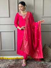 PINK COLOURED WOMEN'S VISCOSE CHANDERI KURTA SET