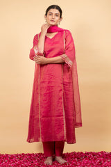 Handwoven Tissue Silk Top Bottom With Dupatta Set