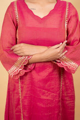 Handwoven Tissue Silk Top Bottom With Dupatta Set