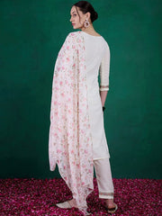 WHITE COLOURED WOMEN'S EMBROIDERY KURTA SET