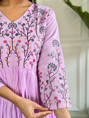 LIGHT PURPLE COLOURED WOMEN'S VISCOSE CHANDERI KURTA SET