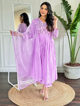 LIGHT PURPLE COLOURED WOMEN'S VISCOSE CHANDERI KURTA SET