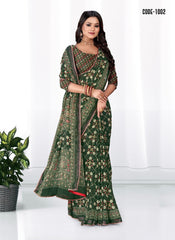 Georgette Woven Zari border saree with blouse for women
