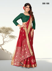 Jacquard Butta Soft cotton saree with blouse for women