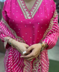 JENNY PINK COLOURED WOMEN'S MUSLIN KURTA SET