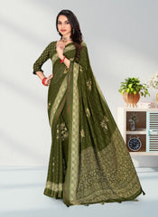 Satin border Jacquard Butta Georgette saree with blouse for women