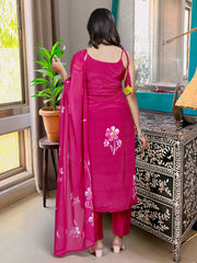 KAVERI PINK COLOURED WOMEN'S VISCOSE FRENCH CREPE KURTA SET