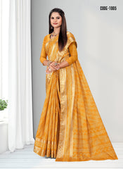 Traditional Zari Weaving Jacquard border Viscose saree with blouse for women