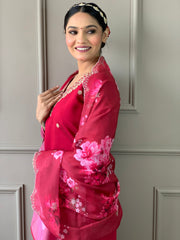 LEELA PINK COLOURED WOMEN'S VISCOSE CHANDERI KURTA SET