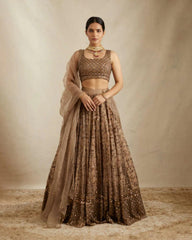 Wedding coffee color net lehenga choli collection for women
